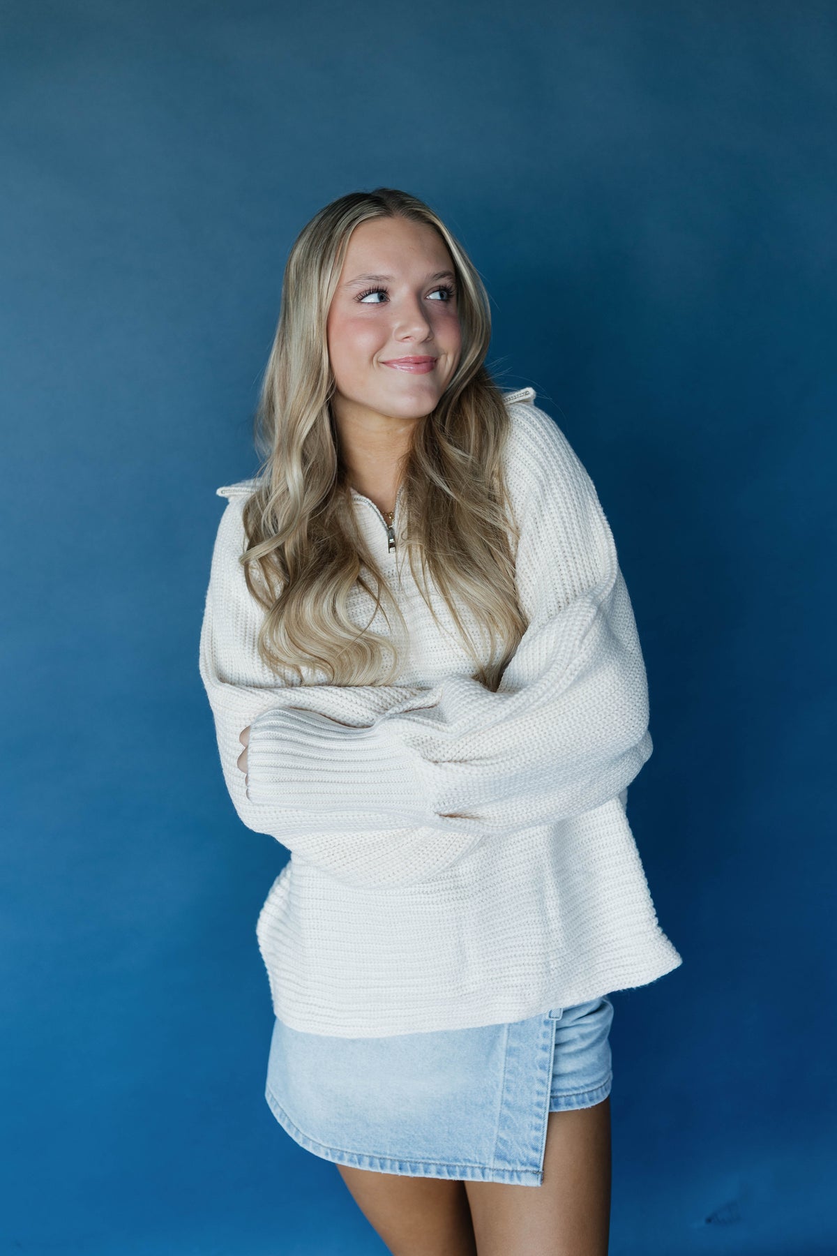 Vanilla Latte Quarter Zip Sweater
