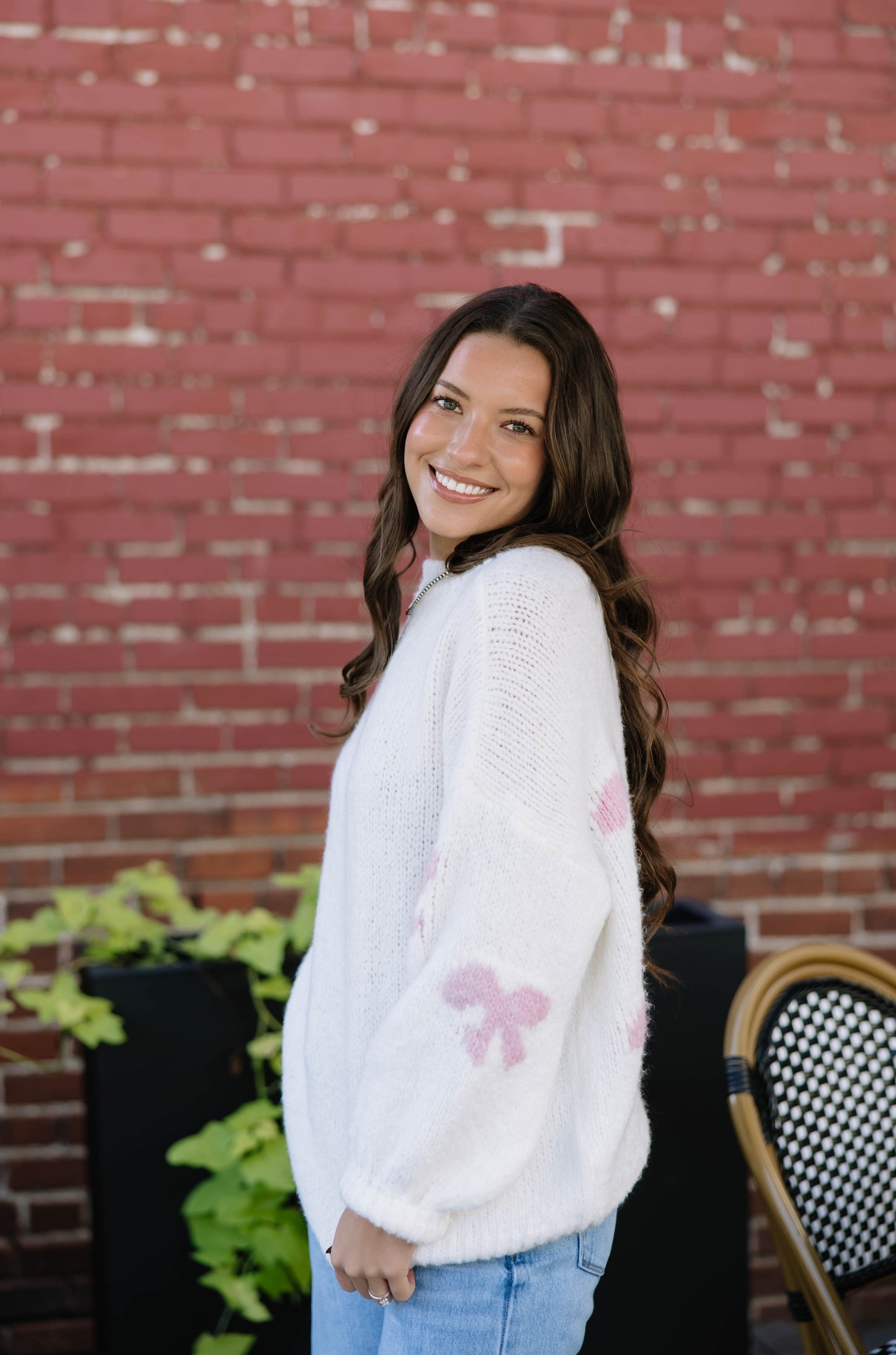 Pretty In Pink Bow Sweater