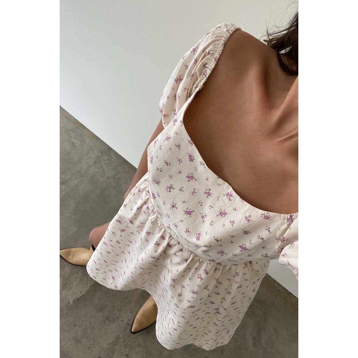 White Floral Babydoll Dress