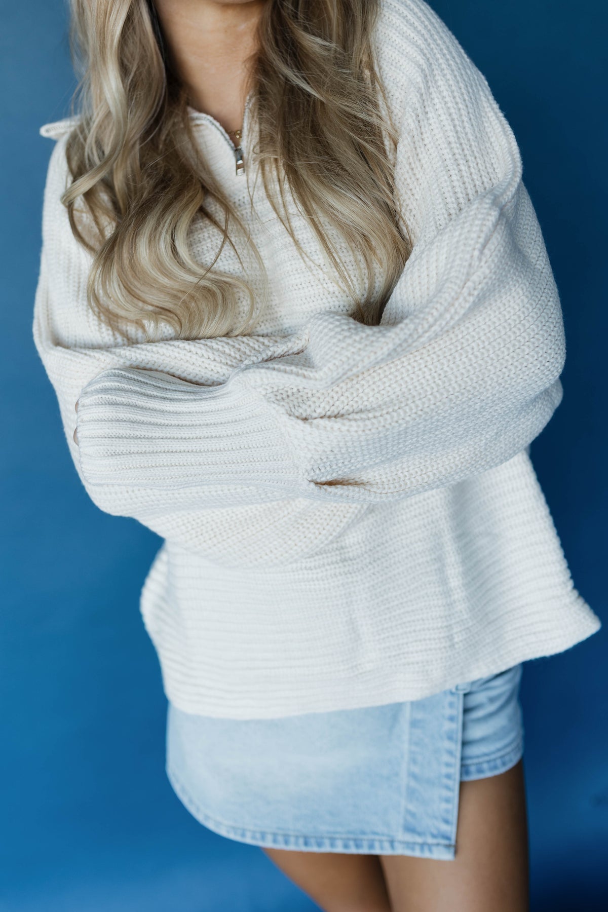 Vanilla Latte Quarter Zip Sweater