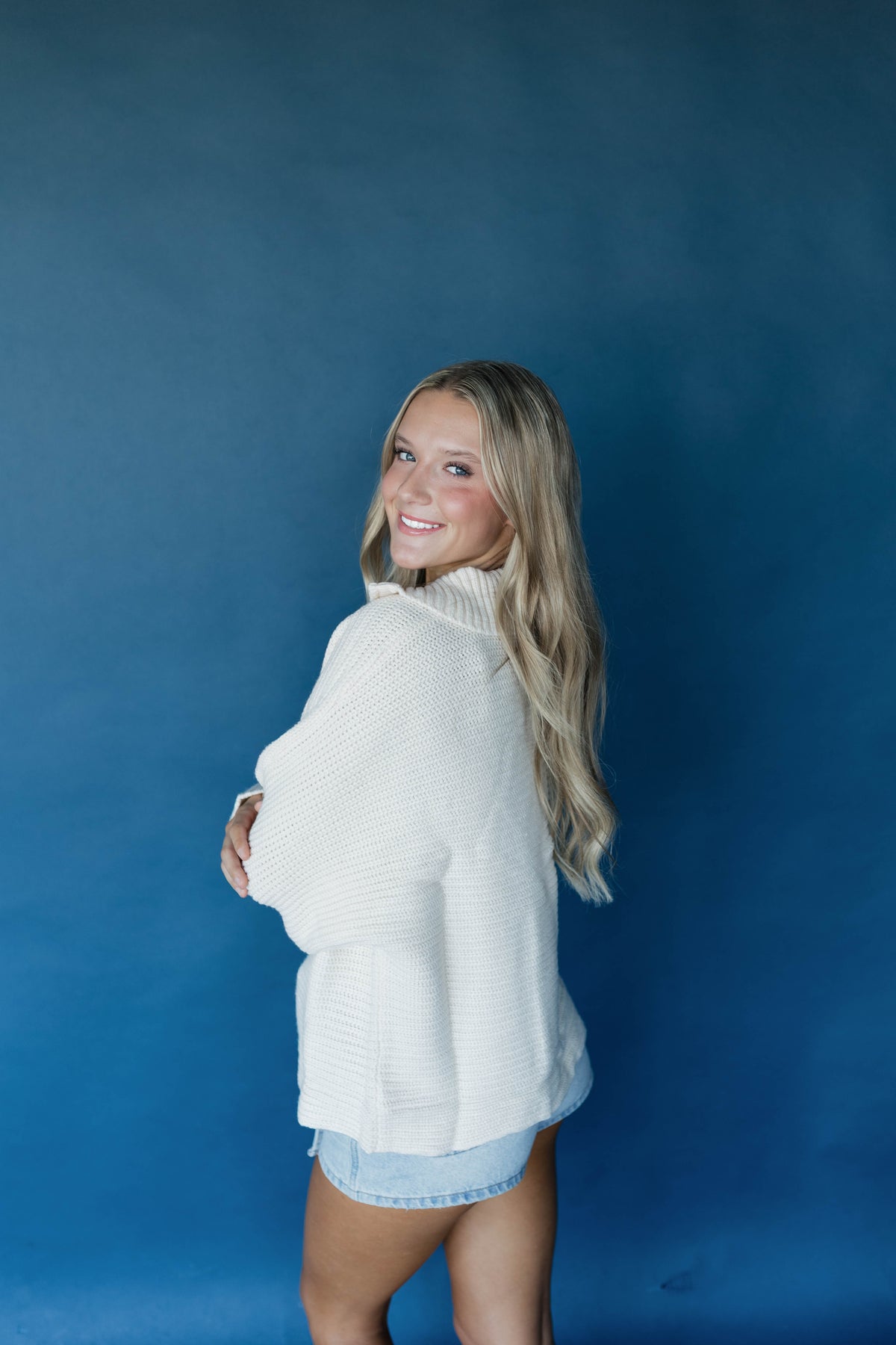 Vanilla Latte Quarter Zip Sweater
