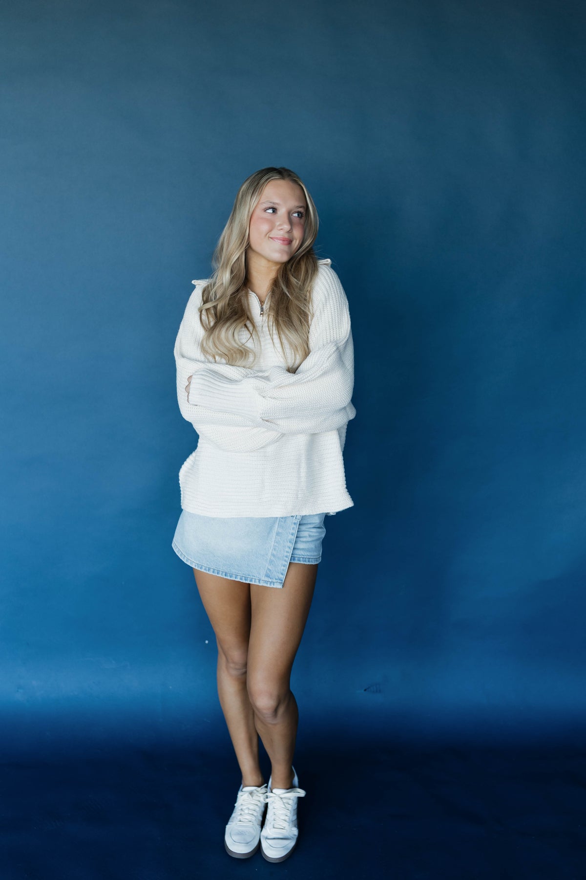 Vanilla Latte Quarter Zip Sweater