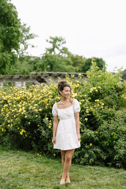 White Floral Babydoll Dress